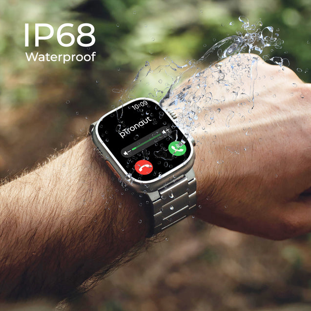pTron Reflect Pro Plus Smartwatch, Bluetooth Calling, 2.01" Full Touch Display, Full Metal Body, 600 NITS, Digital Crown,100+ Watch Faces,HR,SpO2,Voice Assist, 5 Days Battery Life (Silver)