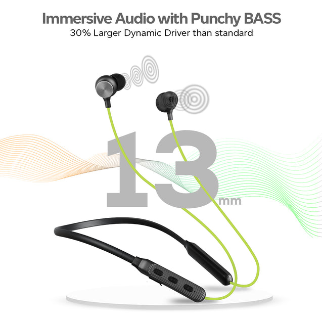 pTron Tangent Duo Bluetooth 5.2 Wireless in-Ear Earphones with Mic,Magnetic Earbuds (Green/Black)