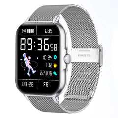 pTron Reflect Callz Smartwatch, Bluetooth Calling, 1.85" Full Touch Display, 600 NITS, Digital Crown, Metal Mesh Strap, 100+ Watch Faces, HR, Sports Mode, 5 Days Battery Life (Silver)