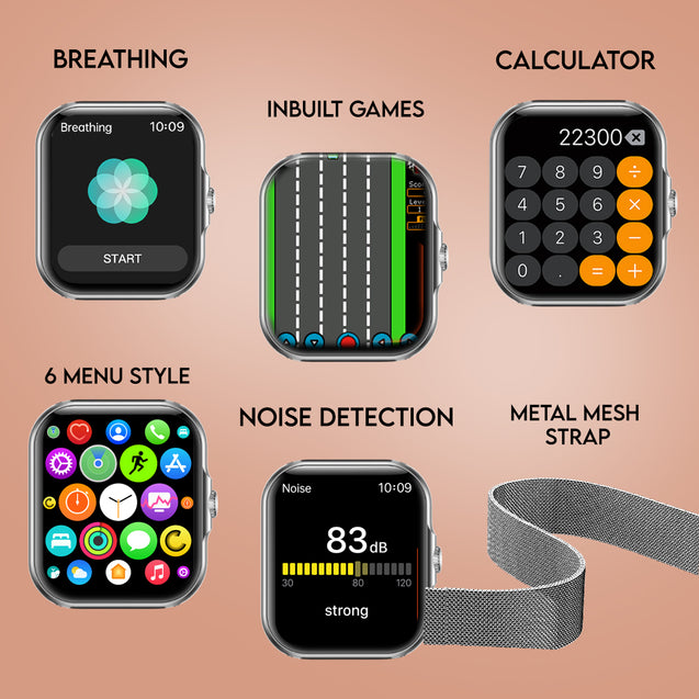 pTron Reflect Callz Smartwatch, Bluetooth Calling, 1.85" Full Touch Display, 600 NITS, Digital Crown, Metal Mesh Strap, 100+ Watch Faces, HR, Sports Mode, 5 Days Battery Life (Silver)