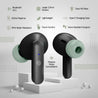pTron Bassbuds Joy in-Ear Wireless Earbuds, Immersive Sound, 32Hrs Playtime, Clear Calls TWS Earbuds, Bluetooth V5.1 Headphone, Type-C Fast Charging, Voice Assist & IPX4 Water Resistant (Black & Green)
