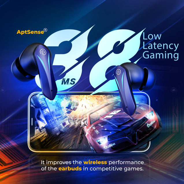 pTron Bassbuds B91 TWS Earbuds with 38ms Gaming Low Latency, AI-ENC Stereo Calls, 40Hrs Playtime, Dual HD Mic, In-Ear Bluetooth 5.3 Headphones, Fast Type-C Charging & IPX5 (Blue)