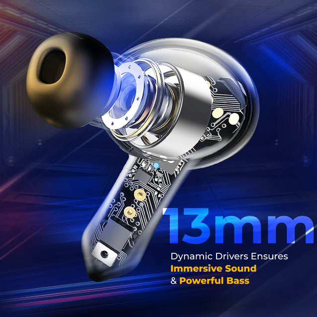 pTron Bassbuds B91 TWS Earbuds with 38ms Gaming Low Latency, AI-ENC Stereo Calls, 40Hrs Playtime, Dual HD Mic, In-Ear Bluetooth 5.3 Headphones, Fast Type-C Charging & IPX5 (Blue)