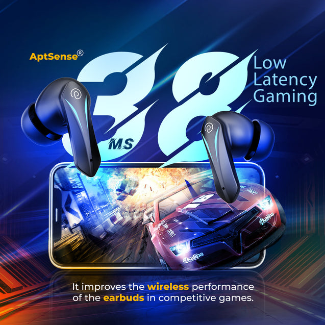 pTron Bassbuds B91 TWS Earbuds with 38ms Gaming Low Latency, AI-ENC Stereo Calls, 40Hrs Playtime, Dual HD Mic, In-Ear Bluetooth 5.3 Headphones, Fast Type-C Charging & IPX5 (Black)