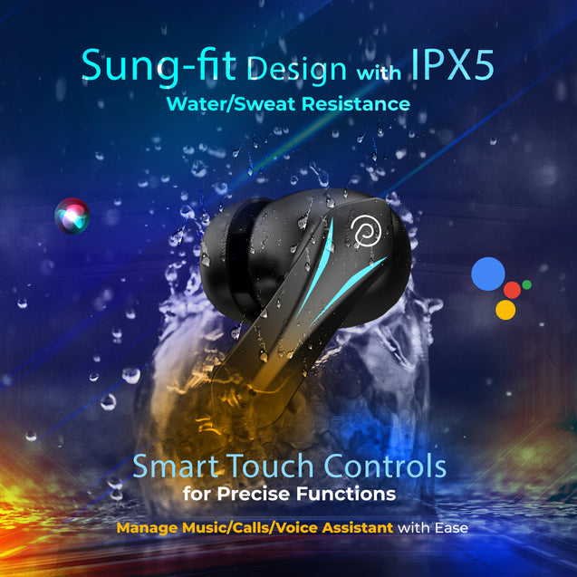 pTron Bassbuds B91 TWS Earbuds with 38ms Gaming Low Latency, AI-ENC Stereo Calls, 40Hrs Playtime, Dual HD Mic, In-Ear Bluetooth 5.3 Headphones, Fast Type-C Charging & IPX5 (Black)