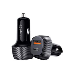 pTron Bullet Zip Mini 42.5W Car Charger with Dual Output, Super VOOC/VOOC Compatible, Fast Charging 20W Type-C/PD & 22.5W USB QC 3.0A & Multiple Protection Layers (Black)