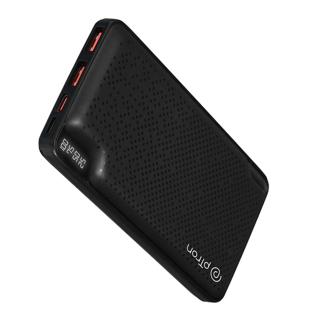 pTron Dynamo Elite 10000mAh 22.5W Power Bank Supports VOOC/Wrap/Dash USB Charging, 20W PD Fast Charging, 3 Output Ports, 2 Input Ports & Multiple Layers of Protection (Black)