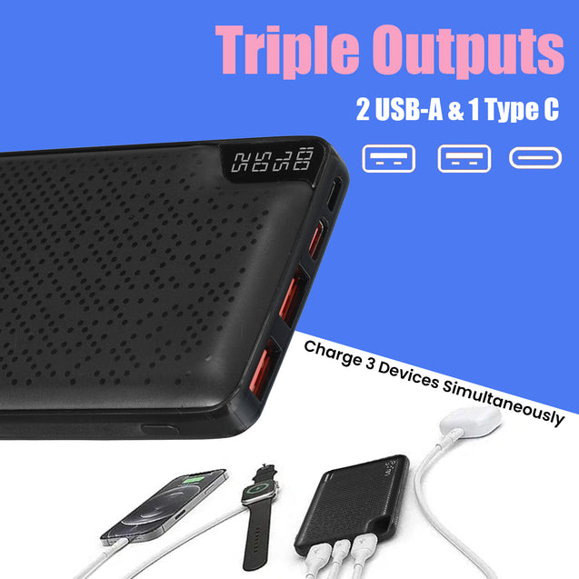 pTron Dynamo Elite 10000mAh 22.5W Power Bank Supports VOOC/Wrap/Dash USB Charging, 20W PD Fast Charging, 3 Output Ports, 2 Input Ports & Multiple Layers of Protection (Black)