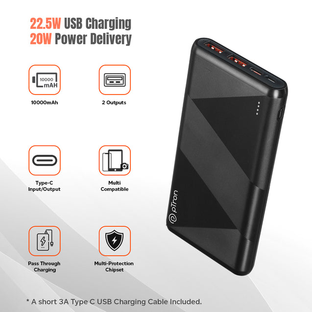 pTron Dynamo Z 22.5W 10000mAh Power Bank (Black)
