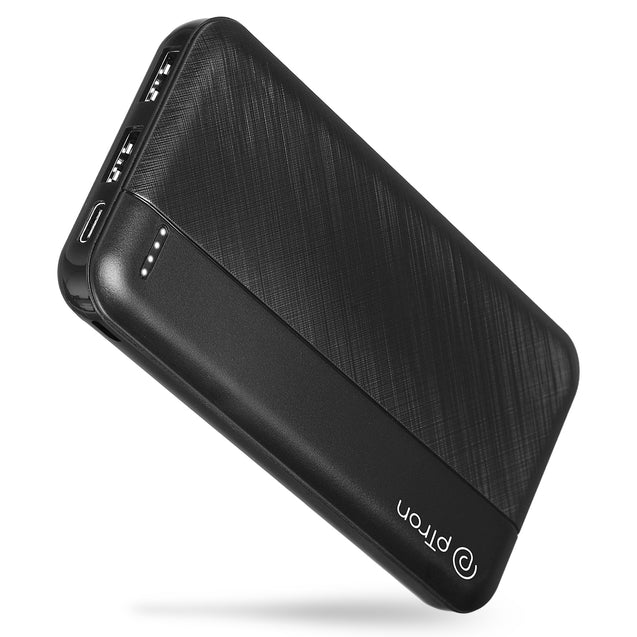 pTron Dynamo Lite 10000mAh 12W Power Bank, Made in India, Dual USB Charging Ports, 2 Input Ports Type-C & Micro USB, Slim Design & Multiple Layers of Protection (Black)