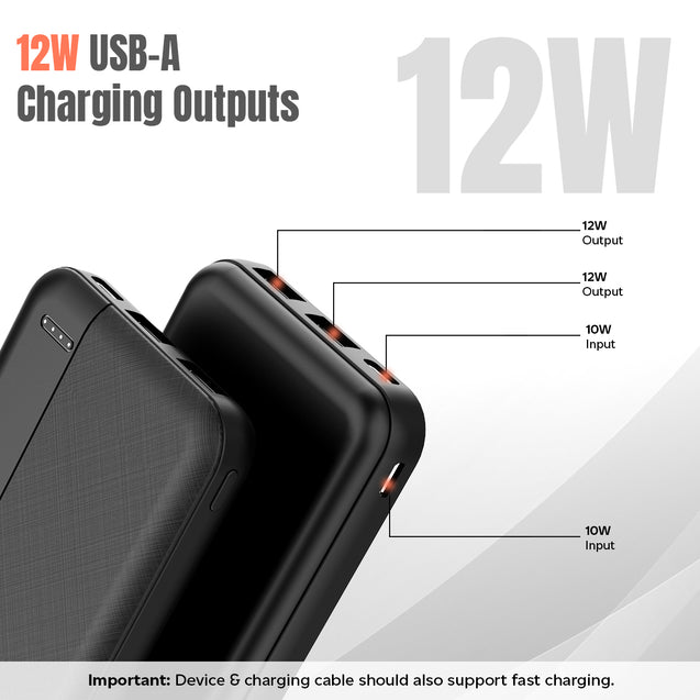 pTron Dynamo Lite 10000mAh 12W Power Bank, Made in India, Dual USB Charging Ports, 2 Input Ports Type-C & Micro USB, Slim Design & Multiple Layers of Protection (Black)