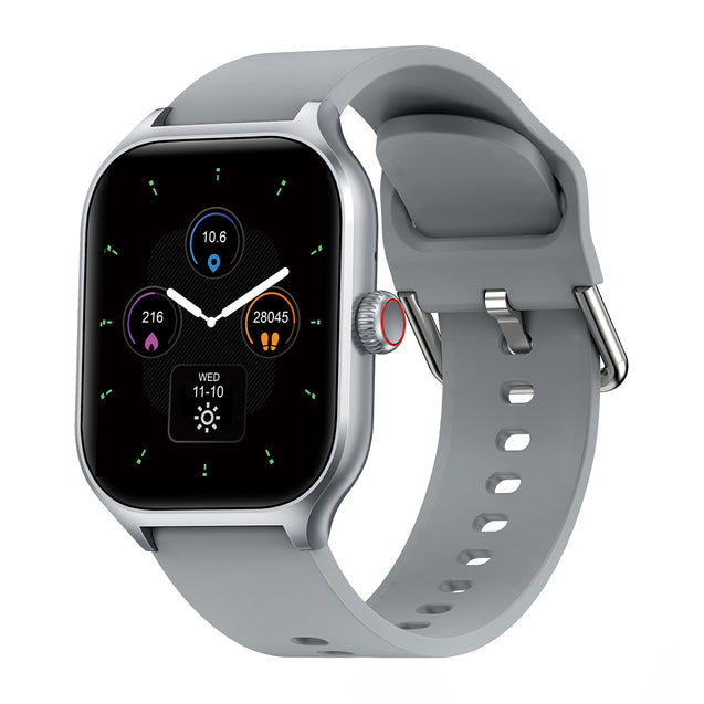 pTron Reflect MaxPro 2.01 inch Square Dial Smartwatch, Full Touch Display, Bluetooth Calling, Functional Crown, 600 NITS, 100+ Watch Faces, HR, SpO2, 5 Days Battery Life & IP68 (Silver)
