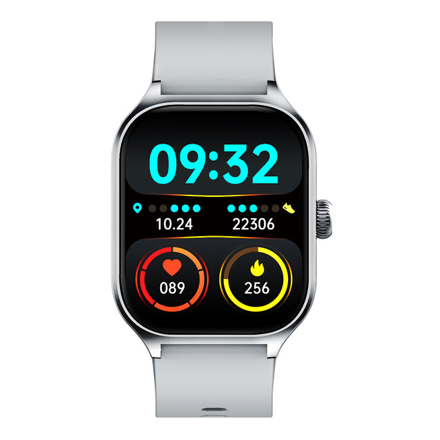 pTron Reflect MaxPro 2.01 inch Square Dial Smartwatch, Full Touch Display, Bluetooth Calling, Functional Crown, 600 NITS, 100+ Watch Faces, HR, SpO2, 5 Days Battery Life & IP68 (Silver)