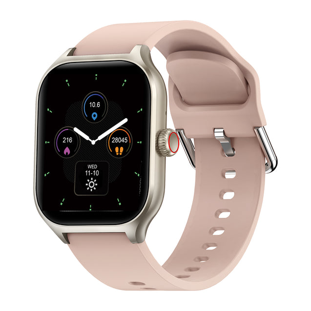 pTron Reflect MaxPro 2.01 inch Square Dial Smartwatch, Full Touch Display, Bluetooth Calling, Functional Crown, 600 NITS, 100+ Watch Faces, HR, SpO2, 5 Days Battery Life & IP68 (Pink)