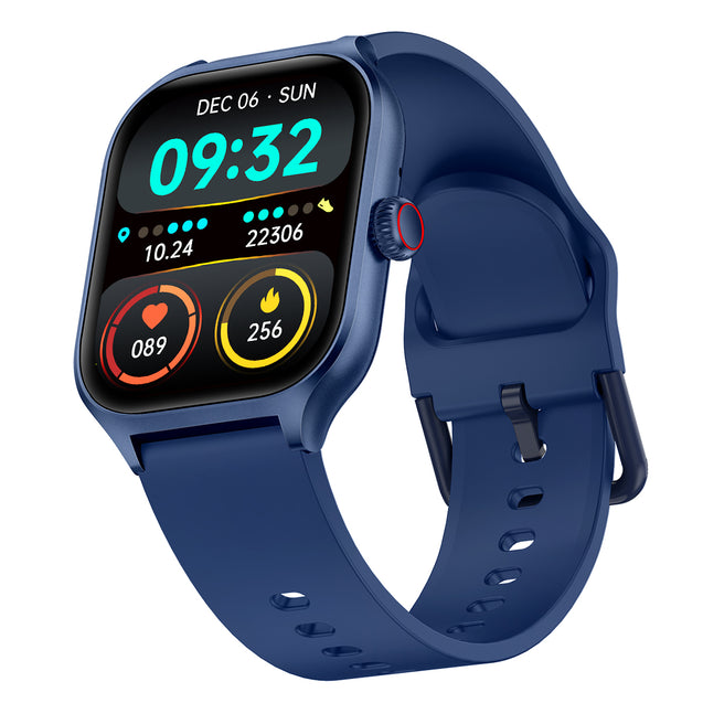pTron Reflect MaxPro 2.01 inch Square Dial Smartwatch, Full Touch Display, Bluetooth Calling, Functional Crown, 600 NITS, 100+ Watch Faces, HR, SpO2, 5 Days Battery Life & IP68 (Blue)
