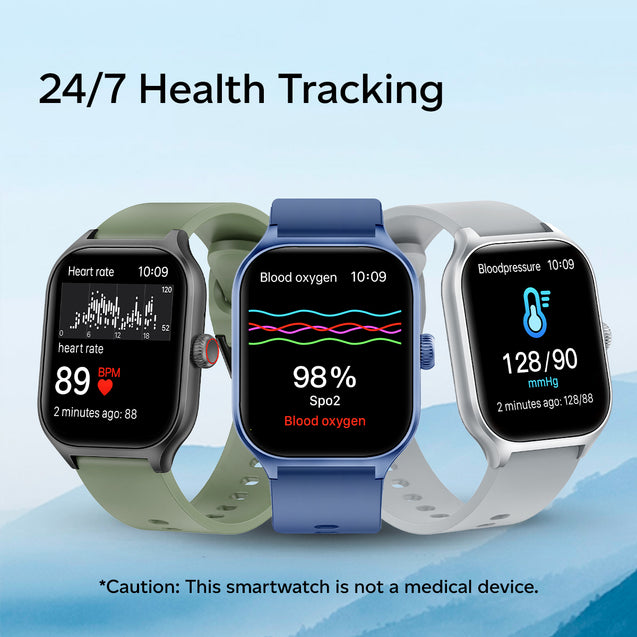 pTron Reflect MaxPro 2.01 inch Square Dial Smartwatch, Full Touch Display, Bluetooth Calling, Functional Crown, 600 NITS, 100+ Watch Faces, HR, SpO2, 5 Days Battery Life & IP68 (Blue)