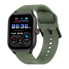 pTron Reflect MaxPro 2.01 inch Square Dial Smartwatch, Full Touch Display, Bluetooth Calling, Functional Crown, 600 NITS, 100+ Watch Faces, HR, SpO2, 5 Days Battery Life & IP68 (Green)
