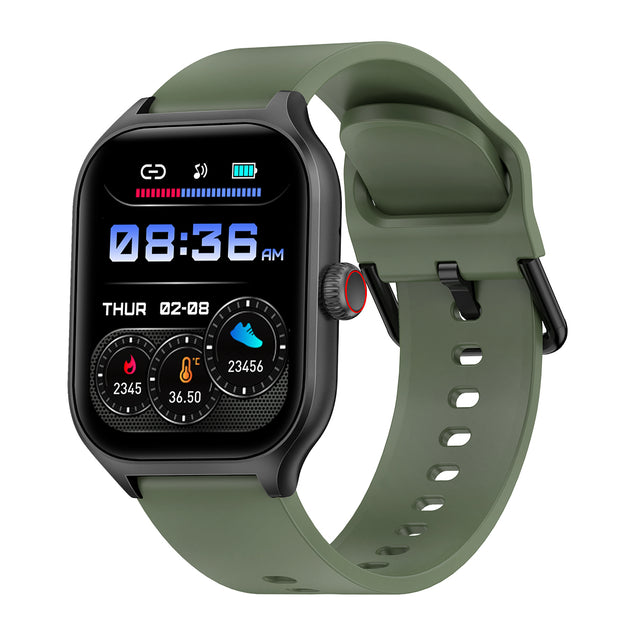 pTron Reflect MaxPro 2.01 inch Square Dial Smartwatch, Full Touch Display, Bluetooth Calling, Functional Crown, 600 NITS, 100+ Watch Faces, HR, SpO2, 5 Days Battery Life & IP68 (Green)