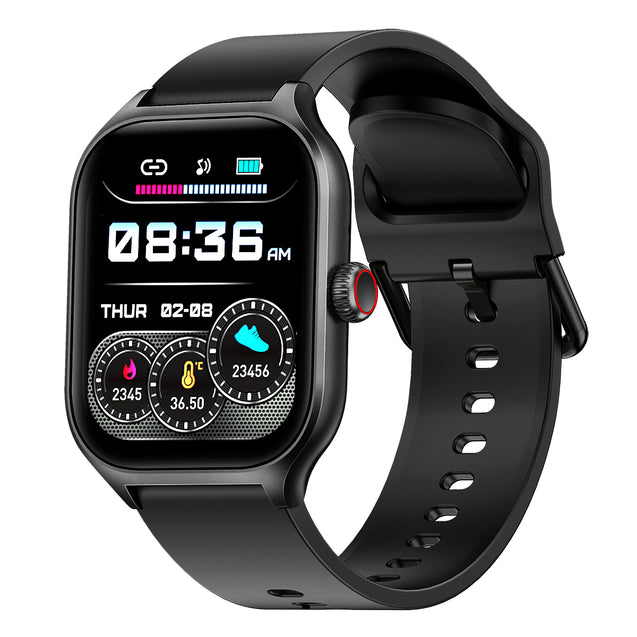pTron Reflect MaxPro 2.01 inch Square Dial Smartwatch, Full Touch Display, Bluetooth Calling, Functional Crown, 600 NITS, 100+ Watch Faces, HR, SpO2, 5 Days Battery Life & IP68 (Black)