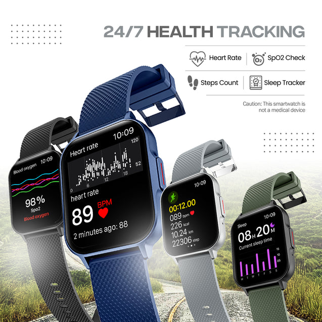 pTron Reflect Classic 2.01 inch Square Dial Smartwatch, Bluetooth Calling, Full Touch Display, 600 NITS, Metal Frame, 100+ Watchfaces, HR, SpO2, Sports Mode, 5 Days Battery Life (Silver)