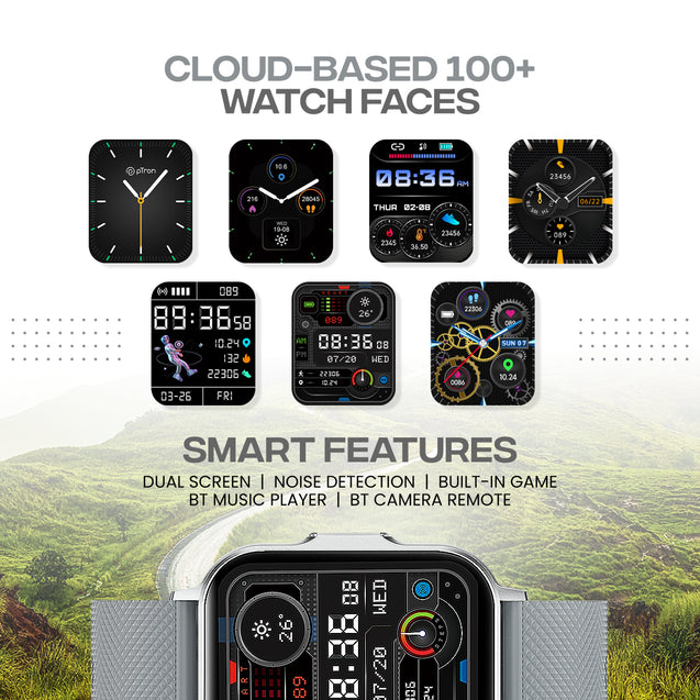 pTron Reflect Classic 2.01 inch Square Dial Smartwatch, Bluetooth Calling, Full Touch Display, 600 NITS, Metal Frame, 100+ Watchfaces, HR, SpO2, Sports Mode, 5 Days Battery Life (Silver)