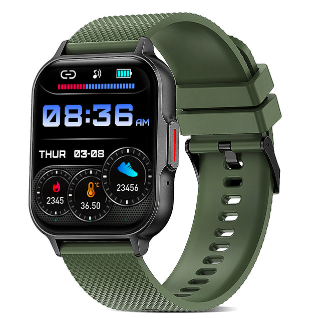 pTron Reflect Classic 2.01 inch Square Dial Smartwatch, Bluetooth Calling, Full Touch Display, 600 NITS, Metal Frame, 100+ Watch Faces, HR, SpO2, Voice Assist, 5 Days Battery Life (Green)