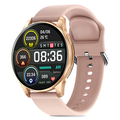 pTron Reflect Flash 1.32 inch Round Dial Smartwatch, Bluetooth Calling, Full Touch Display, 600 NITS, Metal Frame, 100+ Watch Faces, HR, SpO2, Voice Assist & 5 Days Battery Life (Pink)