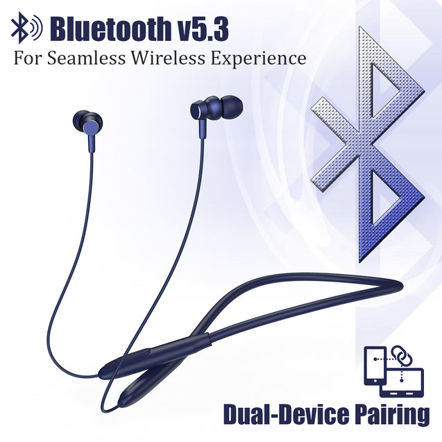 pTron Tangent Flex Bluetooth 5.3 Wireless In-Ear Headphone with Mic,Wireless Neckband (Blue)