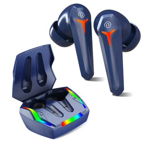 pTron Bassbuds Turbo TWS In-Ear Earbuds with 40ms Hyper Gaming Low Latency, 3D AudioScape, TruTalk AI-ENC Calls, Thunder Bass, 45Hrs Playtime, Ultra HD Mic, BT 5.3, Type-C Fast Charging & IPX5 (Blue)