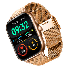 pTron Reflect Callz Smartwatch, Bluetooth Calling, 1.85" Full Touch Display, 600 NITS, Functional Crown, Metal Mesh Strap, 100+ Watch Faces, HR, Sports Mode, 5 Days Battery Life (Gold)