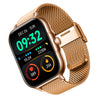 pTron Reflect Callz Smartwatch, Bluetooth Calling, 1.85" Full Touch Display, 600 NITS, Functional Crown, Metal Mesh Strap, 100+ Watch Faces, HR, Sports Mode, 5 Days Battery Life (Gold)