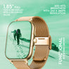 pTron Reflect Callz Smartwatch, Bluetooth Calling, 1.85" Full Touch Display, 600 NITS, Functional Crown, Metal Mesh Strap, 100+ Watch Faces, HR, Sports Mode, 5 Days Battery Life (Gold)