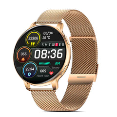 pTron Reflect Flash Smartwatch, Bluetooth Calling, 1.32" Full Touch Display, 600 NITS, Full Metal Body, 100+ Watch Faces, Heart Rate, SpO2, Sports Mode & 5 Days Battery Life & IP68 Waterproof (Gold)