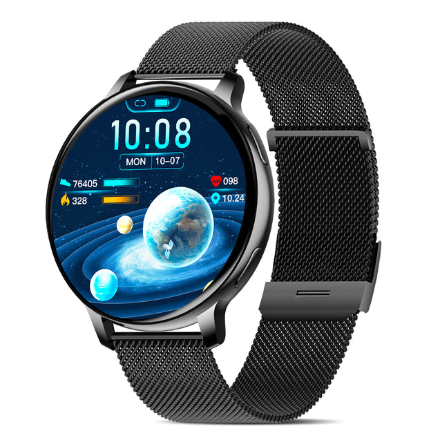 pTron Reflect Flash Smartwatch, Bluetooth Calling, 1.32" Full Touch Display, 600 NITS, Full Metal Body, 100+ Watch Faces, Heart Rate, SpO2, Sports Mode & 5 Days Battery Life & IP68 Waterproof (Black)