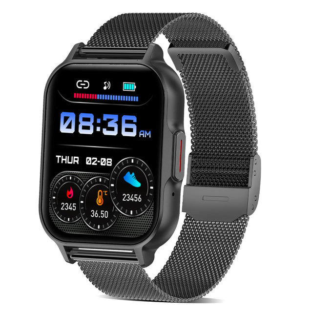 pTron Reflect Classic Smartwatch, Bluetooth Calling, 2.01" Full Touch Display, 600 NITS Full Metal Smartwatch, 100+ Watch Faces, HR, SpO2, Sports Mode, Voice Assist, 5 Days Battery Life & IP68 (Black)