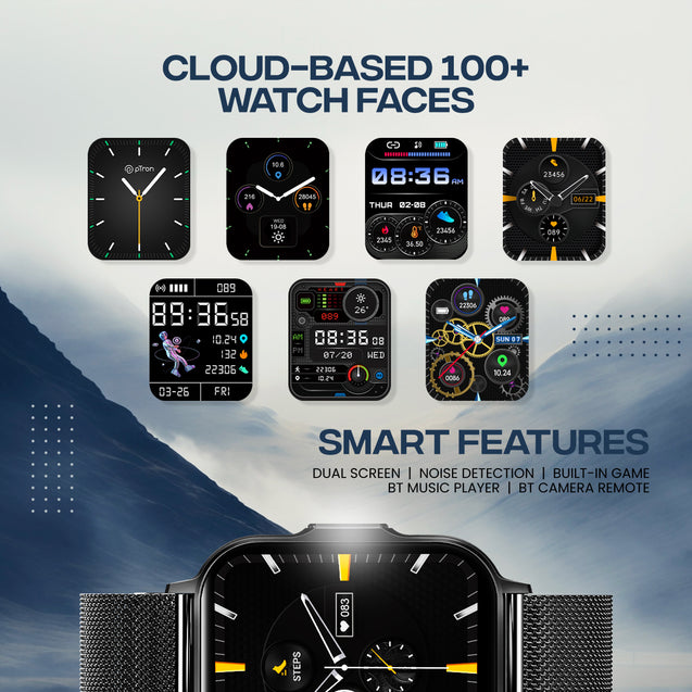pTron Reflect Classic Smartwatch, Bluetooth Calling, 2.01" Full Touch Display, 600 NITS Full Metal Smartwatch, 100+ Watch Faces, HR, SpO2, Sports Mode, Voice Assist, 5 Days Battery Life & IP68 (Black)