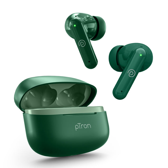 pTron  Zenbuds X1 Quad Mic TWS Earbuds, TruTalk ENC Calls (Green)