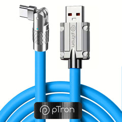 pTron 60W USB to Type C Super Fast Charging USB Cable Compatible with OnePlus, Oppo, Vivo, Xiaomi, Realme, Samsung & Other Type-C Devices & 480Mbps Data Sync Speed - Solero 180 Degree (1m, Blue)