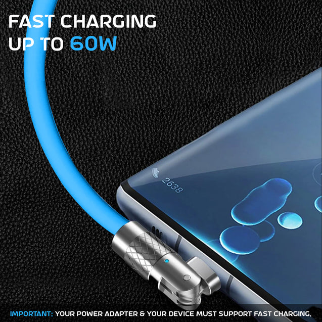 pTron 60W USB to Type C Super Fast Charging USB Cable Compatible with OnePlus, Oppo, Vivo, Xiaomi, Realme, Samsung & Other Type-C Devices & 480Mbps Data Sync Speed - Solero 180 Degree (1m, Blue)