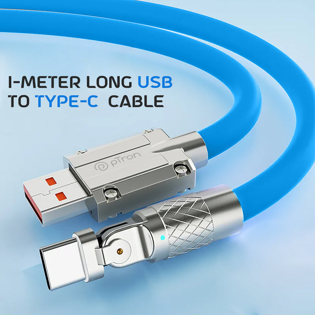 pTron 60W USB to Type C Super Fast Charging USB Cable Compatible with OnePlus, Oppo, Vivo, Xiaomi, Realme, Samsung & Other Type-C Devices & 480Mbps Data Sync Speed - Solero 180 Degree (1m, Blue)