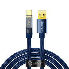 pTron Solero 65W USB to Type-C Super Fast Charging USB Cable (1M,Blue)