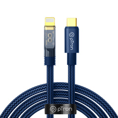 pTron Solero 30W Type-C to 8 Pin USB Fast Charging Nylon Braided Cable, Compatible with iOS Devices, 480Mbps Data Sync Speed & Gold-plated Connectors (1M, Blue)