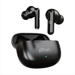 pTron Bassbuds Air In-Ear TWS Earbuds with Deep Bass, 32Hrs Playtime, Built-in HD Mic, Bluetooth v5.1, Touch Control, Type-C Fast Charging, Voice Assistant & IPX4 Water Resistant (Pearl Black)