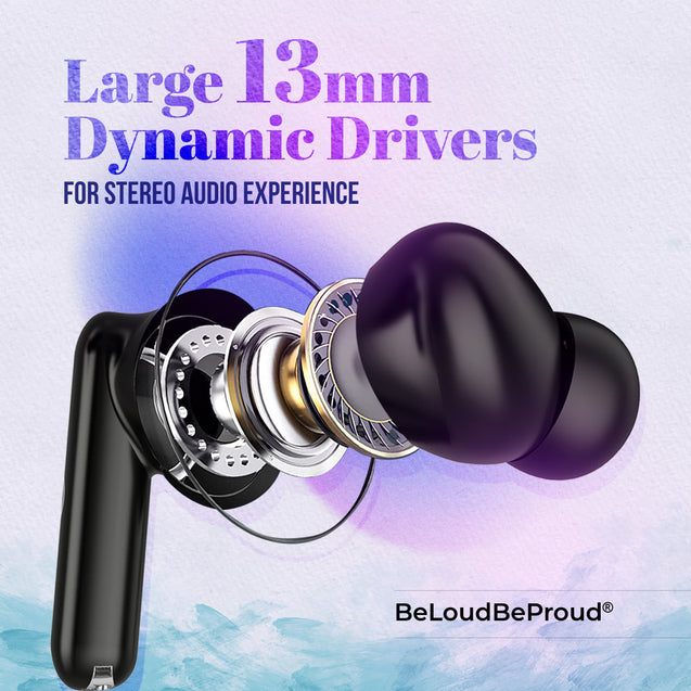 pTron Bassbuds Air In-Ear TWS Earbuds with Deep Bass, 32Hrs Playtime, Built-in HD Mic, Bluetooth v5.1, Touch Control, Type-C Fast Charging, Voice Assistant & IPX4 Water Resistant (Pearl Black)
