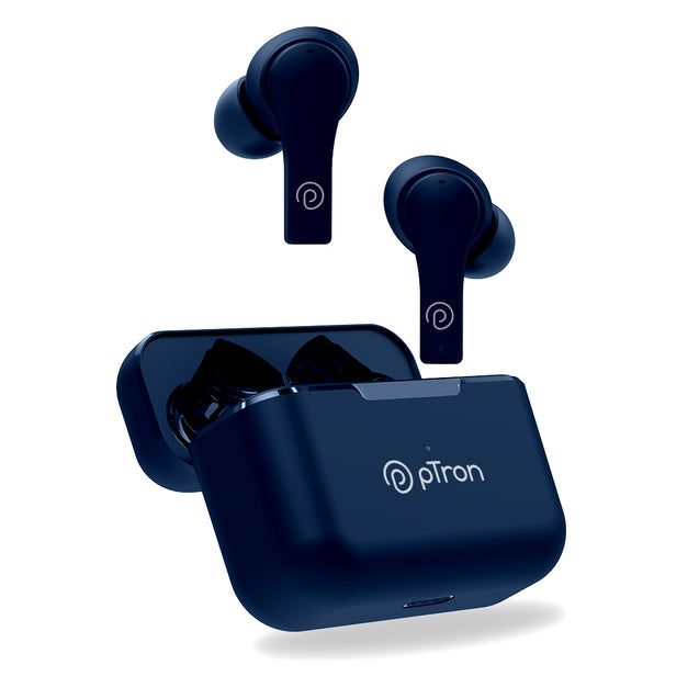 pTron Bassbuds Tango In-Ear TWS Earbuds, TruTalk AI-ENC Calls, Movie Mode, 40Hrs Playtime, Bluetooth 5.1 Headphone with HD Mics, Touch Control, IPX4 Water-Resistant & Type-C Fast Charging (Royal Blue)