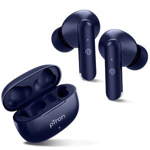 pTron Bassbuds Air In-Ear TWS Earbuds with 13mm Driver for Immersive Sound, 32Hrs Playtime, Clear Calls, Bluetooth V5.1, Touch Control, TypeC Fast Charging, Voice Assist & IPX4 Water Resistant (Bold Blue)