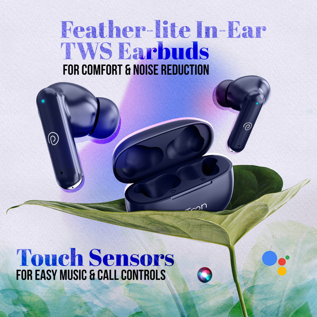 pTron Bassbuds Air In-Ear TWS Earbuds with 13mm Driver for Immersive Sound, 32Hrs Playtime, Clear Calls, Bluetooth V5.1, Touch Control, TypeC Fast Charging, Voice Assist & IPX4 Water Resistant (Bold Blue)