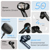 pTron Bassbuds Zen In-Ear TWS Earbuds with Quad ENC Mic, 50Hrs Playtime, Low Latency, Bluetooth 5.3 Wireless Headphones, Deep Bass, Touch Control, Type-C Fast Charging & IPX4 Water Resistant (Coal Black)