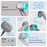 pTron Bassbuds Zen In-Ear TWS Earbuds with Quad ENC Mic, 50Hrs Playtime, Low Latency, Bluetooth 5.3 Wireless Headphones, Deep Bass, Touch Control, Type-C Fast Charging & IPX4 Water Resistant (Cool Grey)