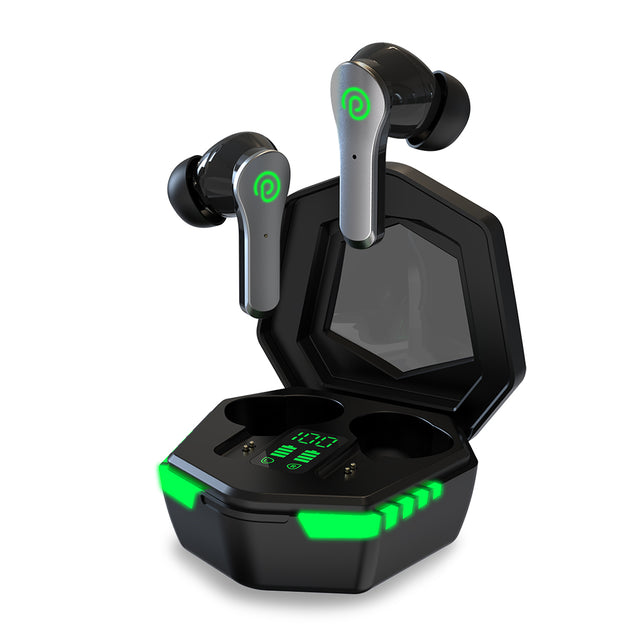 pTron Bassbuds Rush In-Ear TWS Earbuds with Mic, Gaming 40ms Low Latency, TruTalk AI-ENC Calls, 35H Playtime, Bluetooth 5.3 Headphones, Voice Assist, Type-Fast Charge & IPX4 Water Resistant (Bold Black)